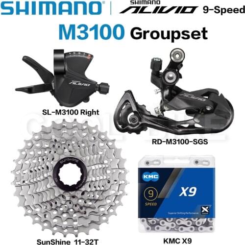 SHIMANO Alivio M3100 9S Groupset MTB Mountain Bike Groupset 9 Speed SL-M3100 RD-M3100 SunShine11-32T 11-36T KMC X9 chain