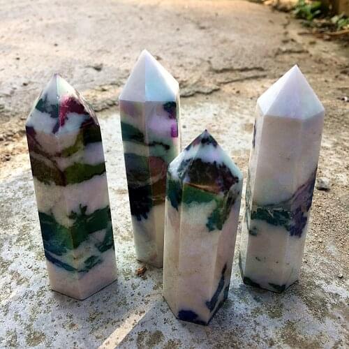 Natural stone crystal point healing obelisk zebra quartz rod beautiful home decoration energy stone ornaments