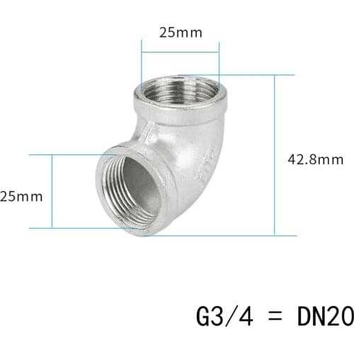 New 3/4" BSP Elbow 90 Degree Angled Stainless Steel 304 Female Threaded Pipe Fitting Water Gas Oil DN20