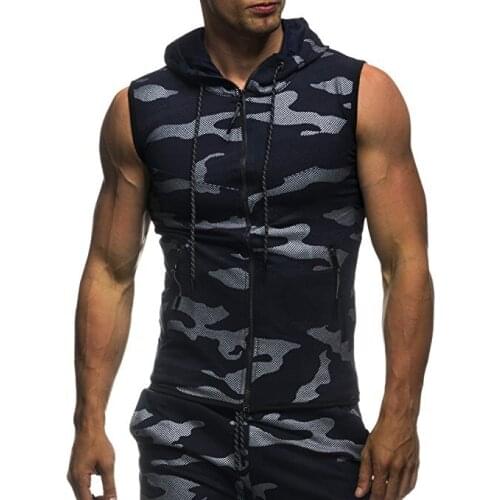 New Arrival Men Running Vest Shirt Hooded Top Bodybuilding Gym Workout Sleeveless Sport Winter Vest Plus Size 3XL