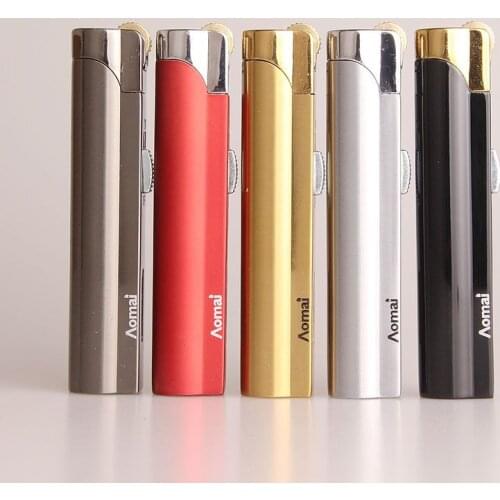 Semi-circular Boutique Long Strip Can Lock Flame Boutique Straight Into Lighter Smoking Accessories Windproof Jet Lighter Gift