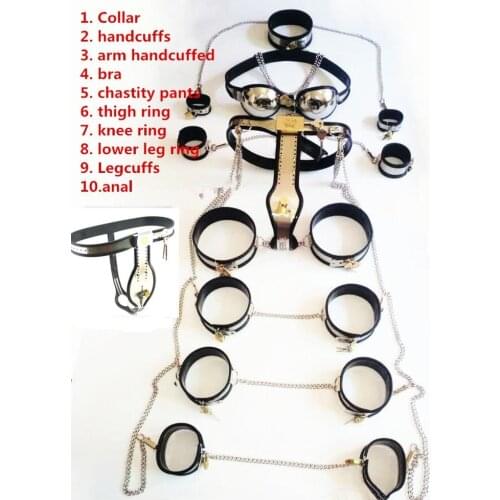 10pcs / Set Male Chastity Belt Stainless Steel Male Chastity Belt Sex Device Toys for Men Handcuffs Chastity Belt Sex Toys