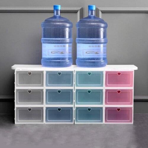 Clear PP Stackable Dust-proof Flip Drawer Shoes Box Storage Container Organizer