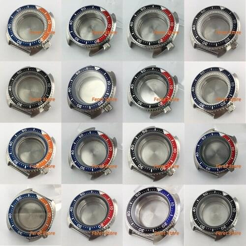 Bliger 45mm silver sterile case sapphire glass Black Red Metal Bezel fit NH35 NH36 movement 22mm watch strap