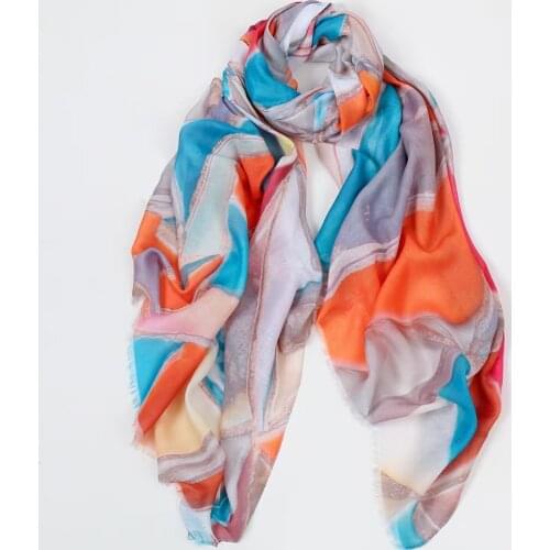 2021 Beautiful Ombre Geometric Print Fringe Scarf Shawls Long Cotton Wrap Hijab Scarves 6 ColorFree Shipping