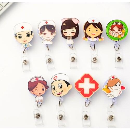 Cute Retractable Badge Reel Student Nurse Exhibition ID Name Card Badge Holder Office Business Supplies