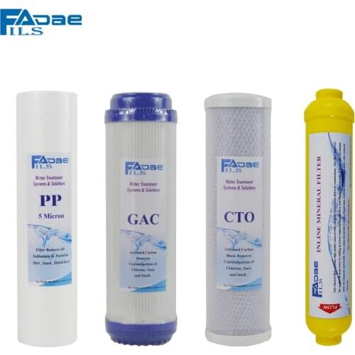 Reverse Osmosis System Replacement filters 10" PP 5 micron+GAC+CTO+Inline Post Mineral Filter (4pcs/lot)