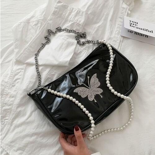Fashion Crossbody Bags Women 2021 Pearl Chain Shoulder Bags Female Small Square Hobo Handbags Ladies Mini Party Evening Clutch