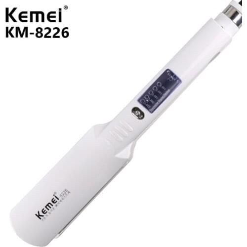 Hair straightener temperature adjustment tourmaline ion flat iron widened ceramic heating DIY plate design salon styling KM-8226