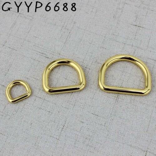 High quality 10pcs 50pcs 13mm 32mm Deep gold Tone Dee D ring match buckle Cast Solid Custom manufactured Cast Solid Buckles