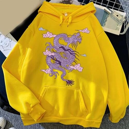Streetwear Tops womens Hoodie Harajuku Vintage Chinese Dragon Print Hoodie Winter New Oversize Loose Casual Women Sweatshirts