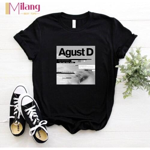Women Agust D Black T-shirts Female Short Sleeve Tees 2020 Summer Brand Choose Clothing Girl Tops