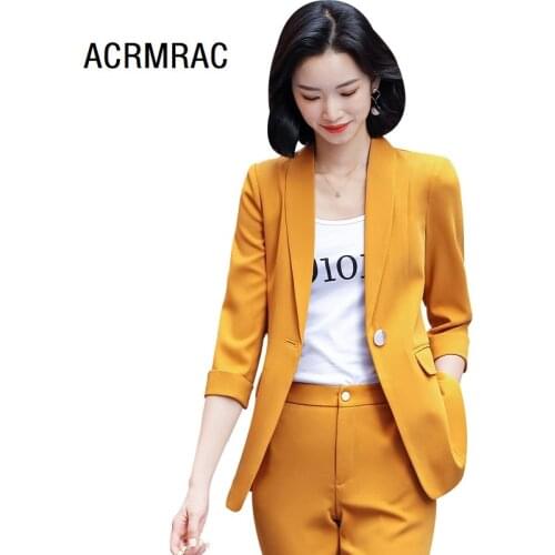 Women suits summer Half sleeve blazers pants Office Lady Formal Work clothes women pants suits woman set suits 6165