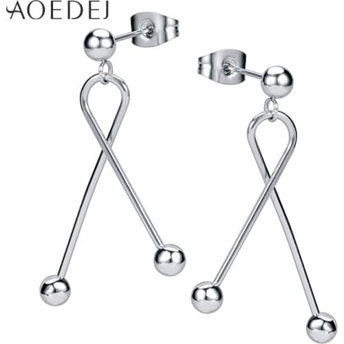 AOEDEJ Hip Hop Earrings 316L Stainless Steel Stud Earrings for Women Korean Style Ear Piercing Jewelry Accessories Girls Gifts