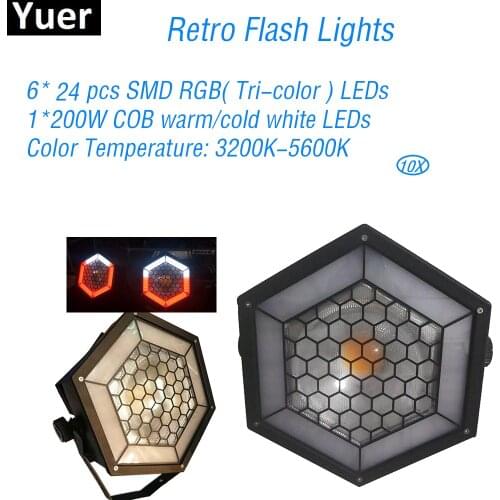 10Pcs/Lot 6*24pcs SMD RGB LEDs Retro Flash Lights 200w COB LED DMX512 For Club Bar Disco DJ Equipment Strobe Stage Effect Light