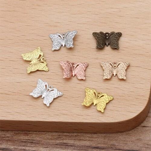 BASEHOME 50pcs 9x12mm Antique Bronze Butterfly Charms Pendant for DIY Vinatge Retro Jewelry Material
