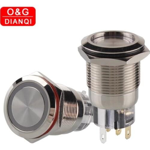 19mm Metal Waterproof Push Button Switch Self locking Momentary Button Switch Ring Led Switch for Computer Boat Speaker