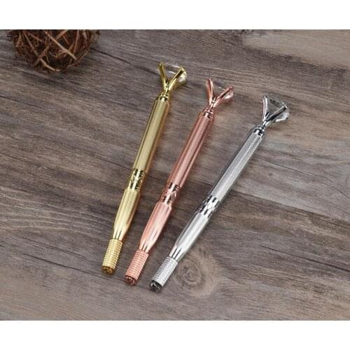 2Pcs Crystal Manual Tebori Tattoo Permanent Makeup Pen Machine Microbladeing Pen For Lip Eyebrow with Box