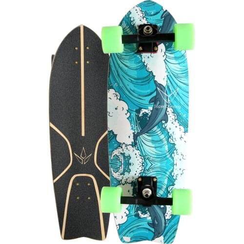 3.0 Surf Skate 25-82cm Non Pedaling Surfing Skateboard Land Carver Bamboo with Fiber Glass Deck