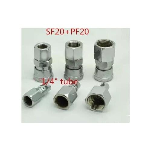 5set/lot 1/4'' BSP Air Line Hose Compressor Fitting Connector Quick Release Coupler Air Tools SH20+PH20 SF20+PF20