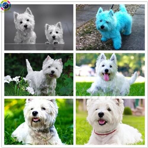 5d Diy Diamond Painting Westie Dog Pet Mosaic Picture Needlework Cross Stitch Full Rhinestone Embroidery Kit Kitchen Decoration