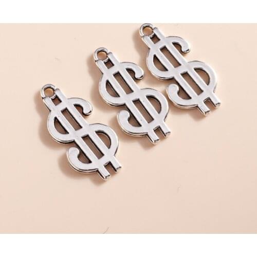 5pcs/lot 16*33mm Trendy $ Dollar Money Sign Charms DIY Fit Necklaces Pendants Earrings Handmade Craft Jewelry Making Accessories