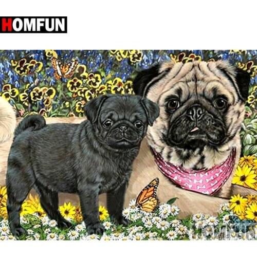 HOMFUN 5D DIY Diamond Painting "Animal dog" Full Drill Resin Diamond Embroidery Cross Stitch Home Decor A18937