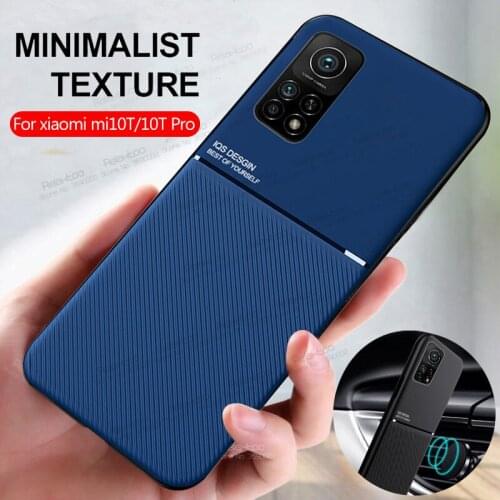 Car Magnetic Holder Silicone Case For Xiaomi Mi 10T Pro 5G Xiomi Xaomi 10 T 10TPro MI10T Leather Bumper Phone Back Cover Coque