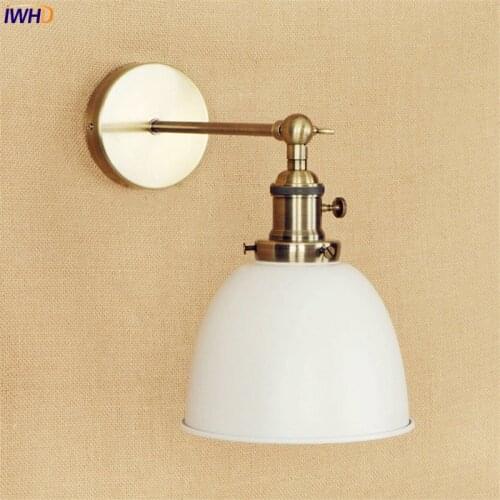 IWHD White Brass Retro Wall Lights Fixtures Dinning Room 4W LED Edison Stair Light Industrial Vintage Arm Wall Lamp Lamparas