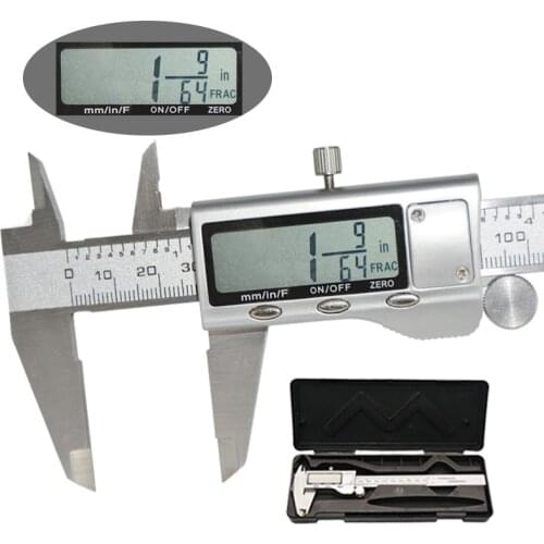 Stainless steel digital metric / inch / fractional cursor digital caliper electronic micrometer measurement tool