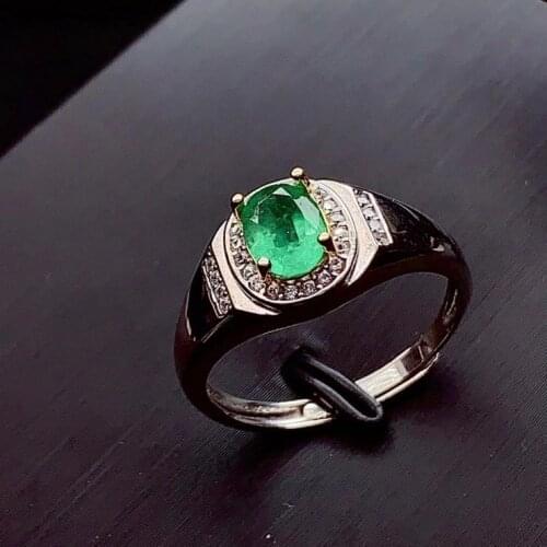 CoLife Jewelry Fashion Emerald Ring for Engagement 5*7mm Natural Emerald Silver Ring 925 Silver Emerald Jewelry Gift for Wife