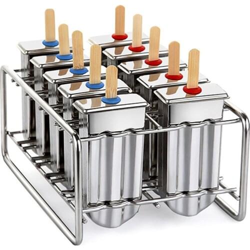 Popsicle Mold Stainless Steel Ice Cream Mold with Popsicle Holder Rack Ice Lolly Mold Homemade Frozen Lolly Popsicle Maker