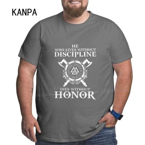 KANPA Viking Mens Cotton Oversized T Shirts Big Tall Man T-shirt Father Summer Short Sleeve Plus Size Tops 6XL 5XL Tee Shirt