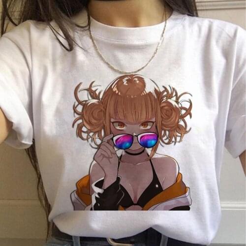 New Ahegao Harajuku Graphic T Shirt Women My Hero Academia Anime Senpai T-shirt Hentai Himiko Toga Tshirt Graphic Top Tee Female