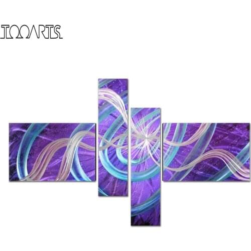 Exquisite 4-panel Aluminum Wall Art Wall Sculptures Stars Abstract Etched Pattern Hanging Wall Decoration for Home Living Room