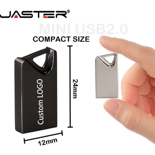 JASTER (free LOGO over 10PCS) Mini Metal Black Silver with Keychain USB Flash Drive 4G 8G 16G 32GB 64GB 128GB Pen Drive USB 2.0