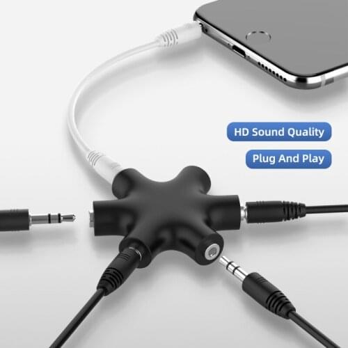 Headphone Splitter Cable 3.5mm 6 In 1 Audio Jack Splitter Extension Cable 3.5mm Male To 2 Port 3.5mm Female AUX 3.5 Jack Cable