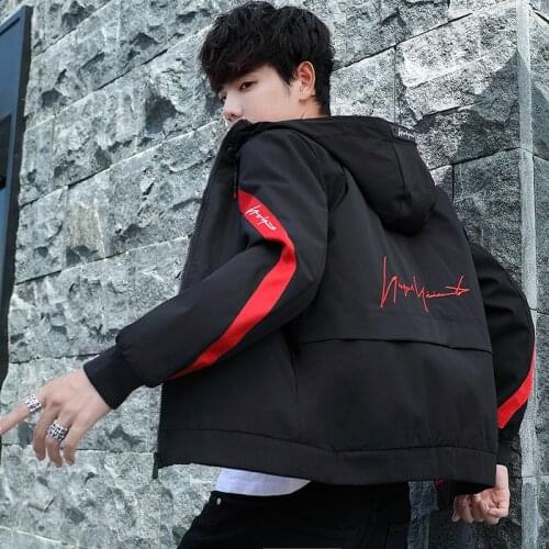 Mens Autumn Fashion Thin Hooded Jackets Kroean Slim Fit Coats Zipper Windbreaker Spring Streetwear Ins Large Size Tops Clothing