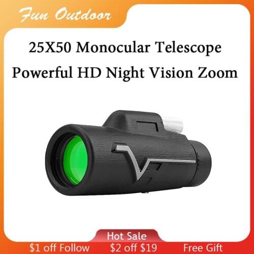 25X50 Monocular Telescope Professional Powerful HD Night Vision Zoom Binoculars for Hiking Camping Long Range Scope Telescopio