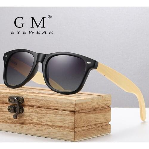 GM Natural Bamboo Temple Sunglasses Wood Polarized Sunglasses Men Glasses UV400 Protection Eyewear Wooden Original Box
