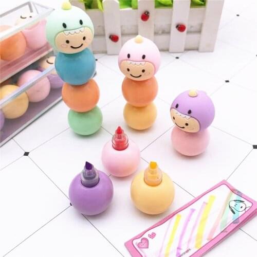 Kawaii Assembly Octopus Fluorescent Note Number Pen Set Painting Highlight Mark Childrens Gifts School Supplies Stationery