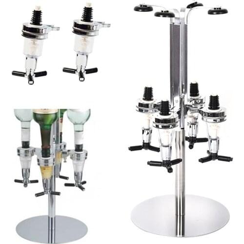 Wall Mounted Stand Rotary 4 Bottle Wine Beer Dispenser Home Bar Pourer Rack