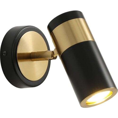 Nordic Minimalist Cylindrical Black Rotatable Wall Lamp Bedroom Living Room Study Room Entrance Lighting