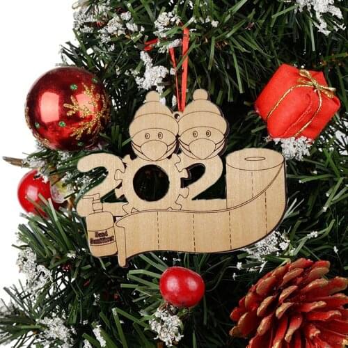 Newest Arrival Christmas DIY Snowman Decoration Wooden Creative Paintable Hanging Pendant Handwriting Name of Family Member