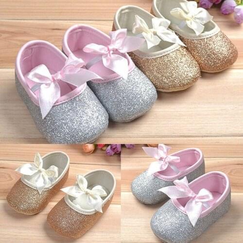 Newborn Baby Toddlers Girl Princess Shoes Anti-slip Soft Sole Prewalker Glittersneaker anti-slip soft sole toddler size 0-18M