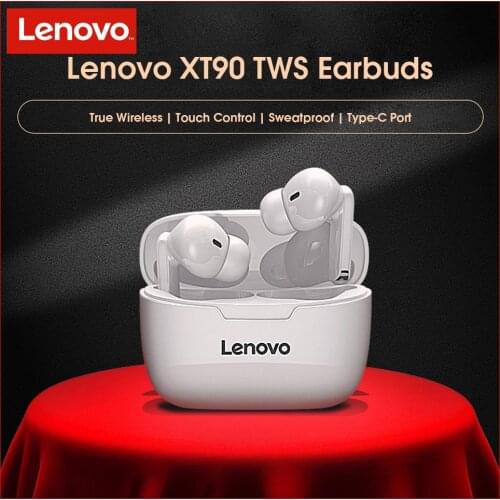 Original Lenovo XT90 TWS Wireless Earphone Bluetooth 5.0 Dual Stereo Bass Touch IPX5 Waterproof Earplug with 300mAh Charging Box