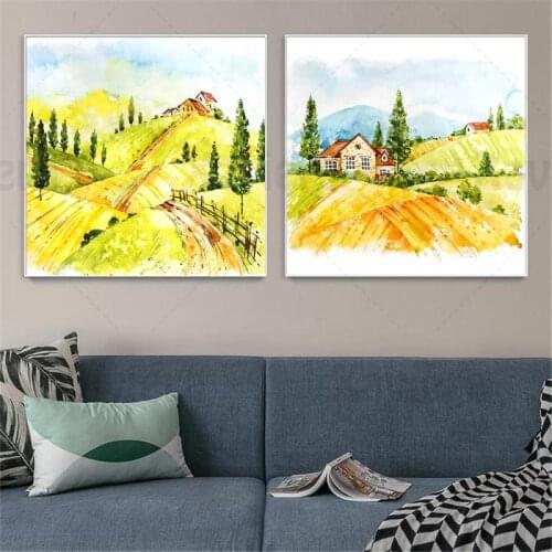 Pastoral Oil Painting Netherlands Village Scenery Golden Autumn Poster Wall Art Canvas Print Home Decoration Living Room Bedroom