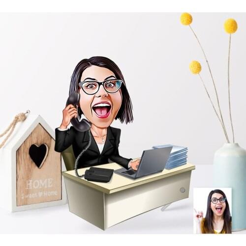 Personalized Women 'S CEO Cartoon Wooden Trinket-1