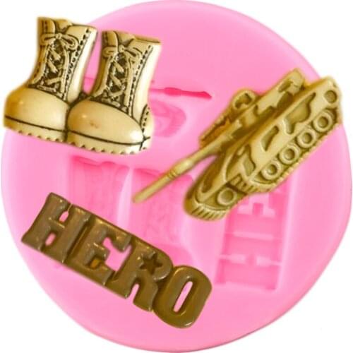 Boots Tank Hero Silicone Mold Baby Birthday Cupcake Topper Fondant Cake Decorating Tools Candy Clay Chocolate Gumpaste Moulds