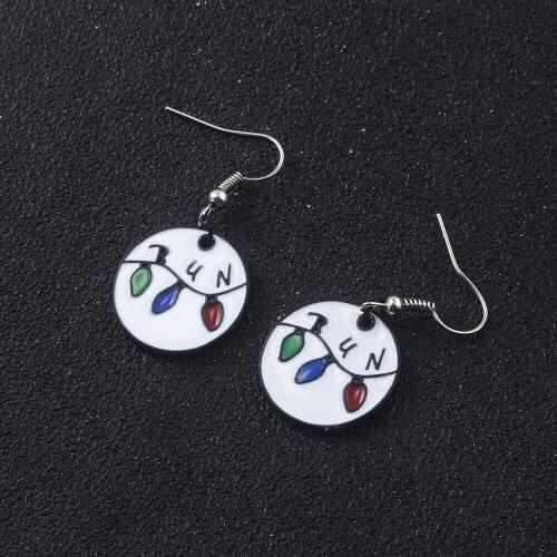 Stranger Things Alphabet Light Bulb Alloy Earrings Fashion Cartoon Charms Drop Oorbellen Jewelry Gift Cosplay Accessories